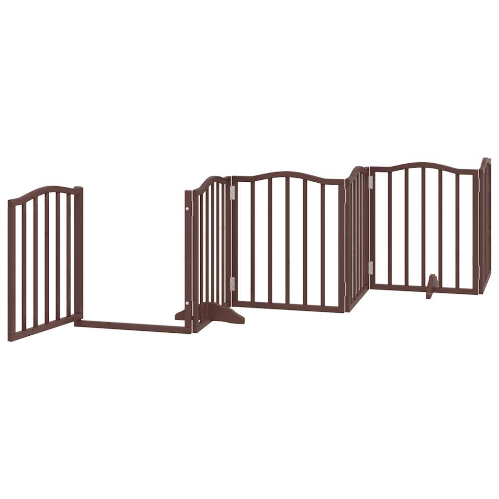 vidaXL Dog Gate with Door Foldable 12 Panels Brown 600 cm Poplar Wood