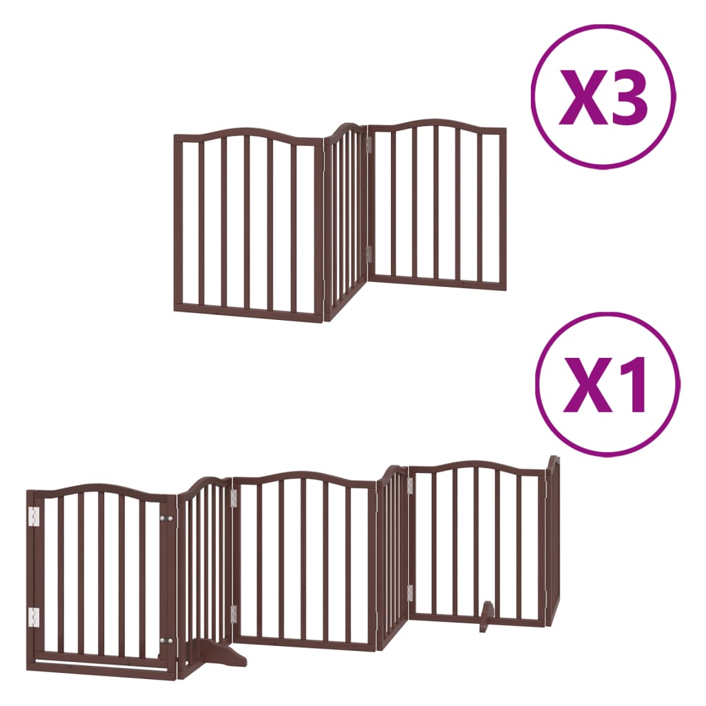 vidaXL Dog Gate with Door Foldable 15 Panels Brown 750 cm Poplar Wood