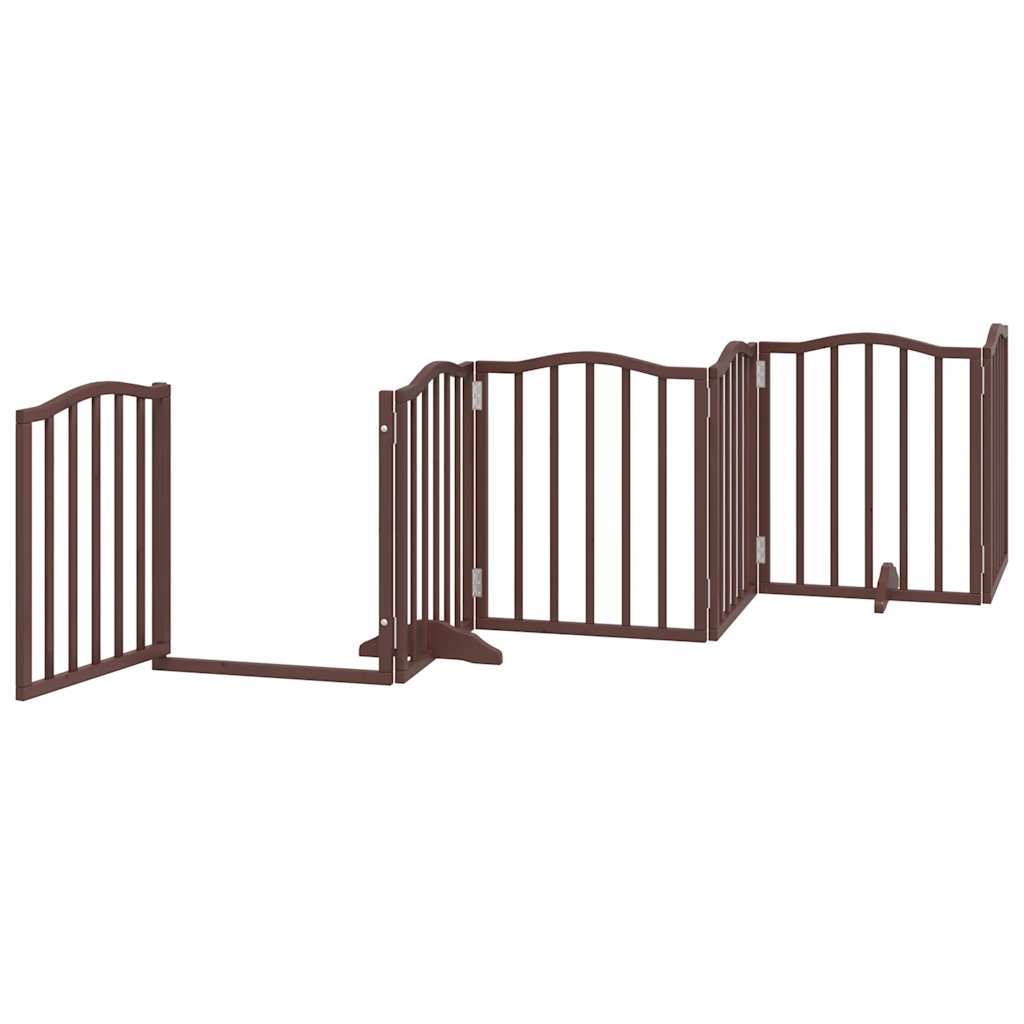 vidaXL Dog Gate with Door Foldable 15 Panels Brown 750 cm Poplar Wood