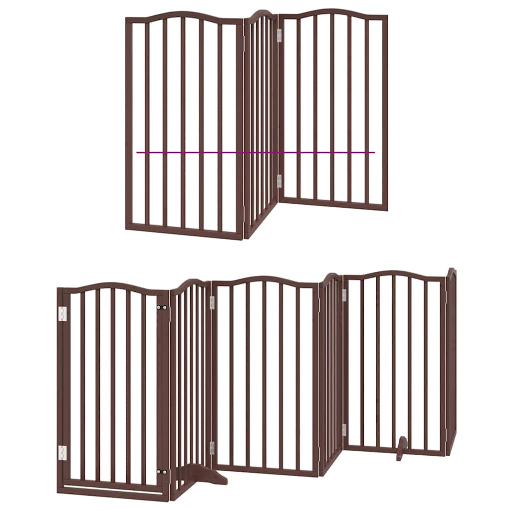 Dog Gate with Door Foldable 12 Panels Brown 600 cm Poplar Wood