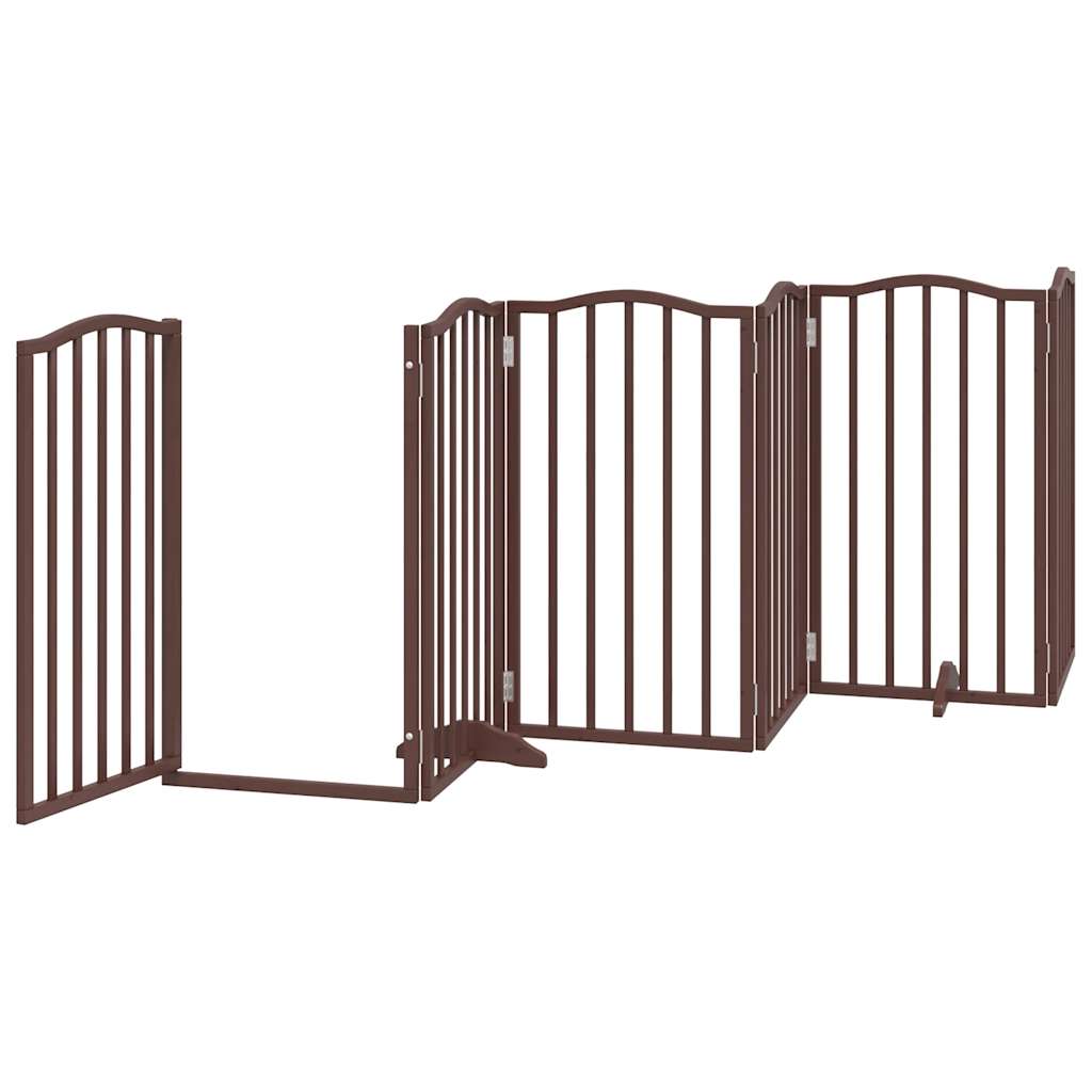 vidaXL Dog Gate with Door Foldable 15 Panels Brown 750 cm Poplar Wood