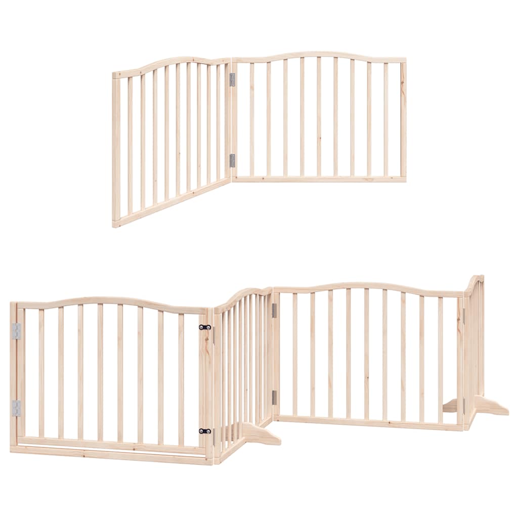 Dog Gate with Door Foldable 6 Panels 480 cm Poplar Wood