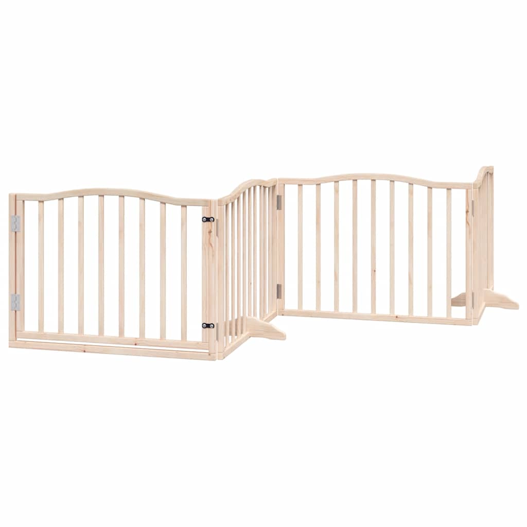 Dog Gate with Door Foldable 6 Panels 480 cm Poplar Wood