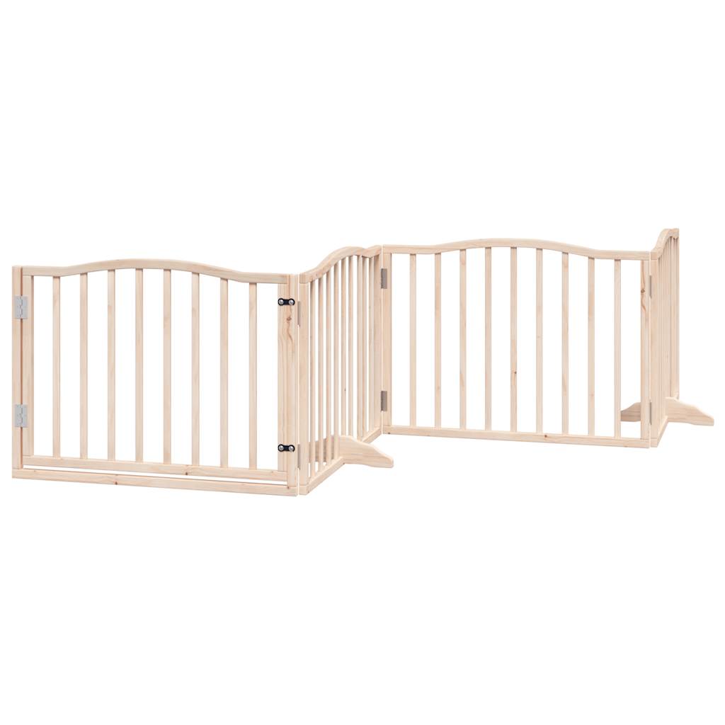 vidaXL Dog Gate with Door Foldable 8 Panels 640 cm Poplar Wood