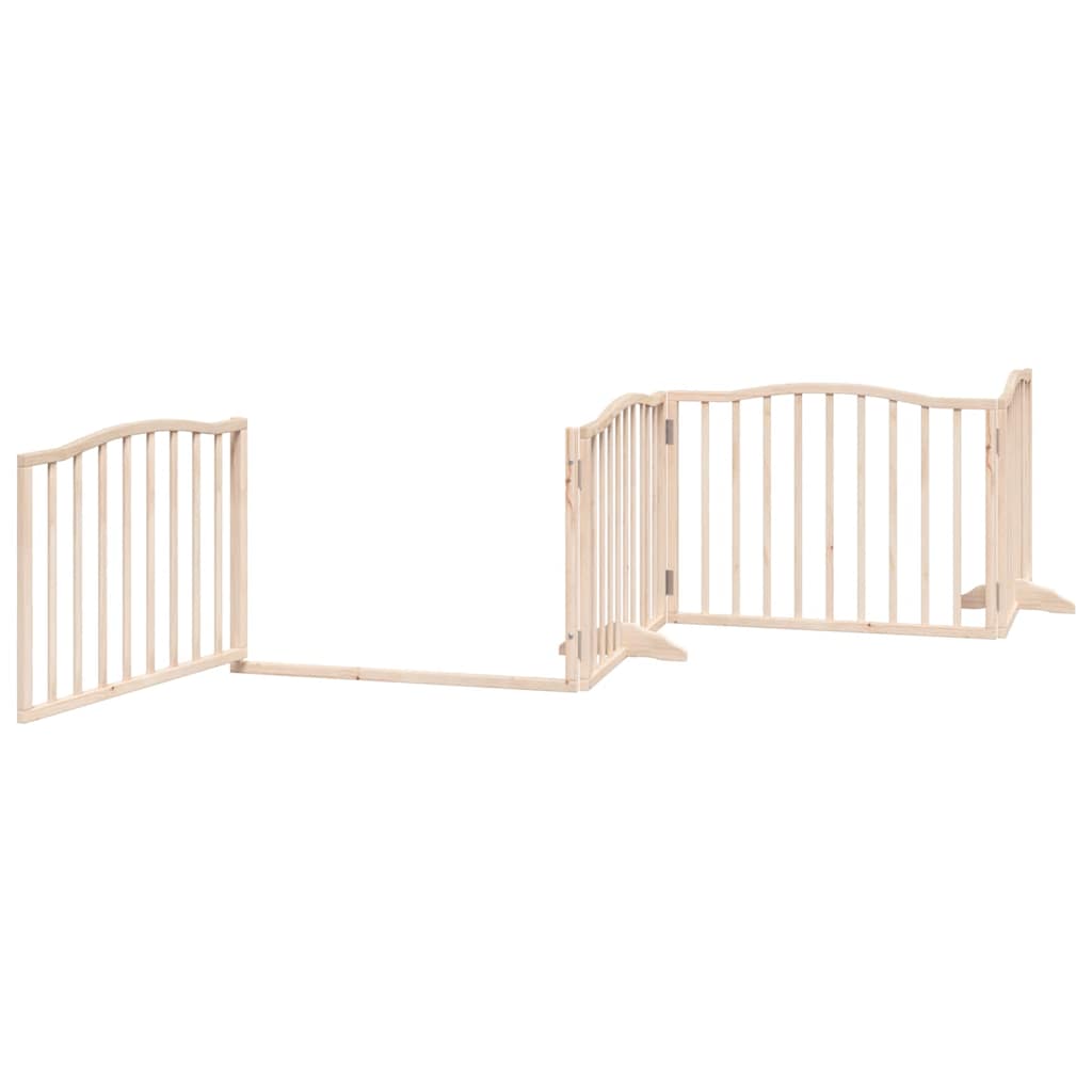 Dog Gate with Door Foldable 8 Panels 640 cm Poplar Wood