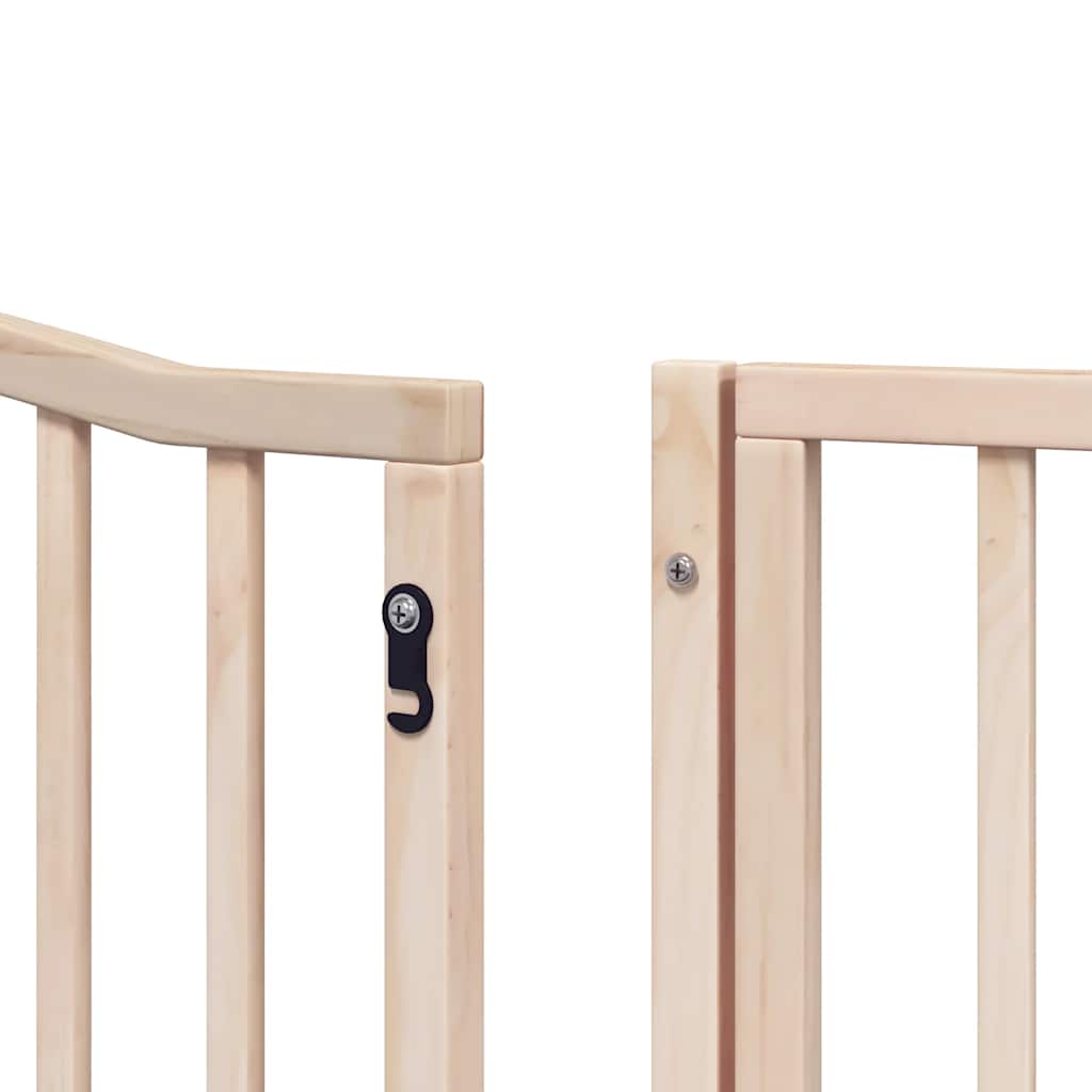 Dog Gate with Door Foldable 8 Panels 640 cm Poplar Wood