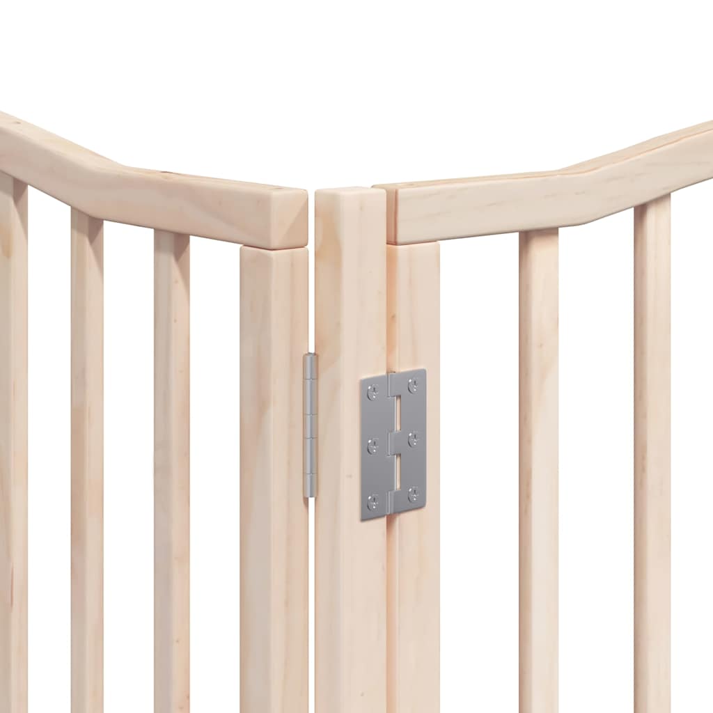 Dog Gate with Door Foldable 8 Panels 640 cm Poplar Wood