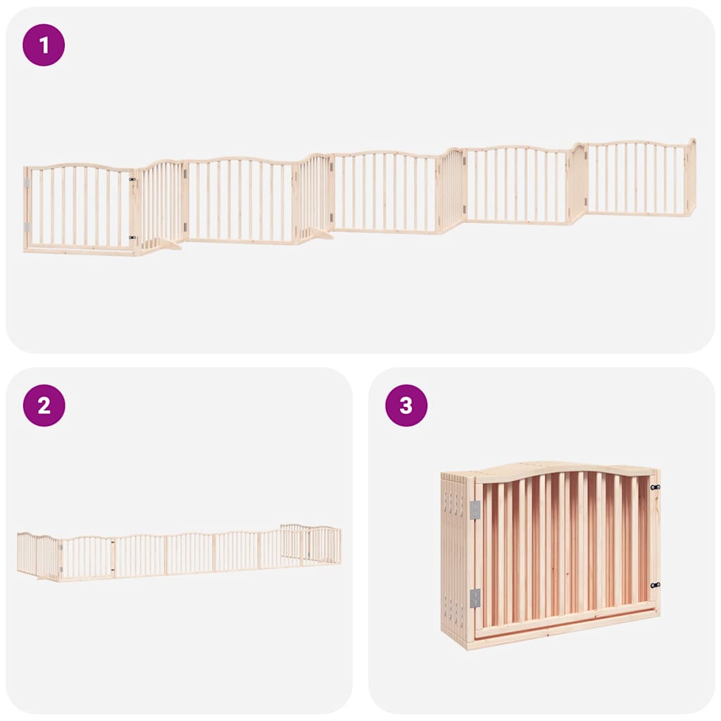Dog Gate with Door Foldable 10 Panels 800 cm Poplar Wood