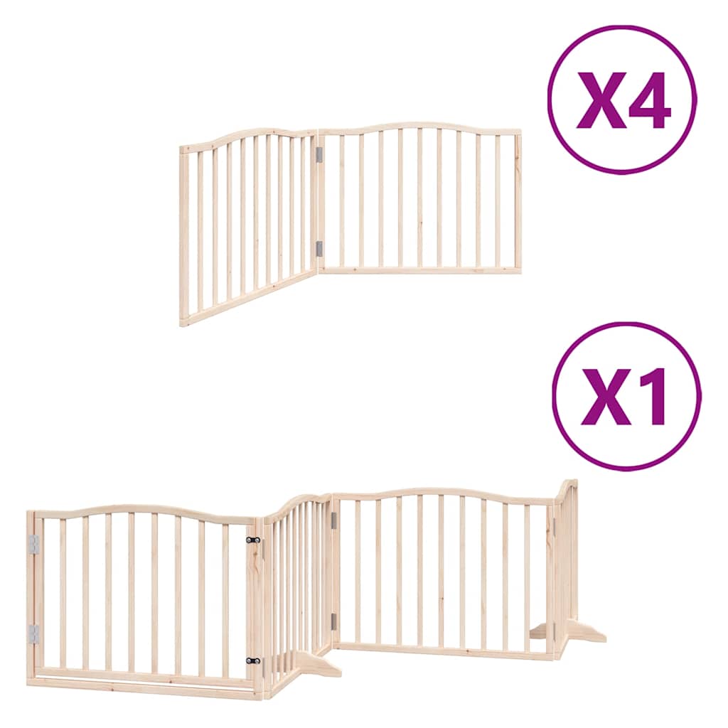 Dog Gate with Door Foldable 12 Panels 960 cm Poplar Wood