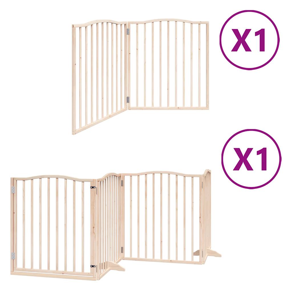 vidaXL Dog Gate with Door Foldable 6 Panels 480 cm Poplar Wood