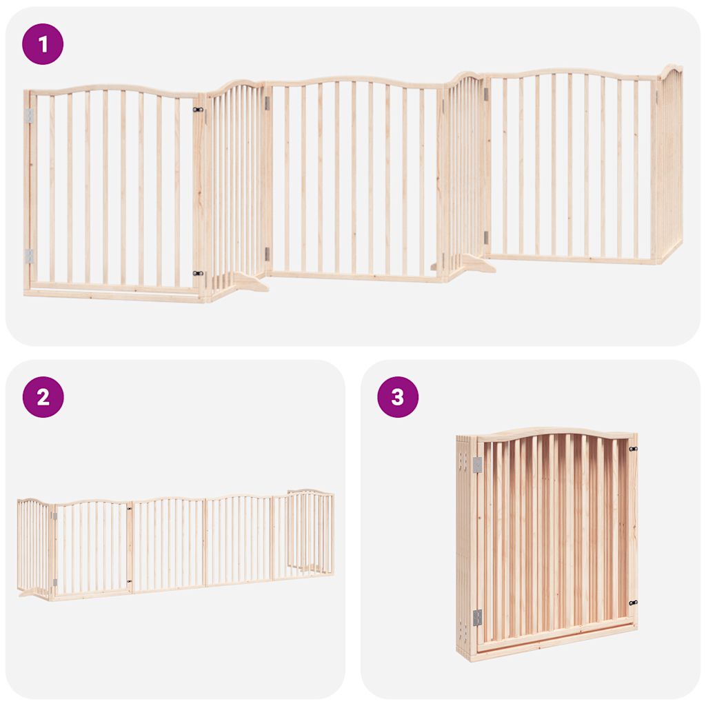 vidaXL Dog Gate with Door Foldable 6 Panels 480 cm Poplar Wood