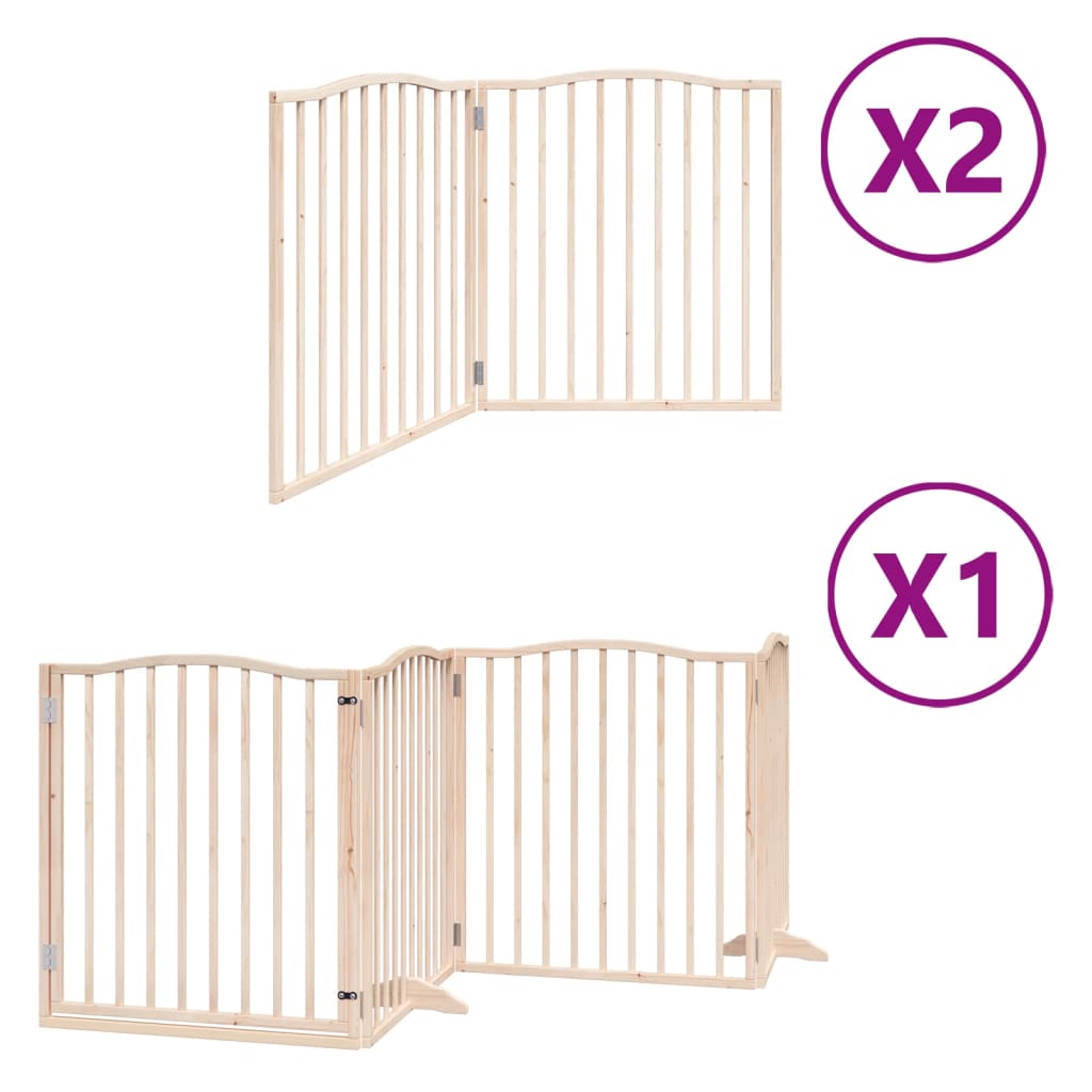 vidaXL Dog Gate with Door Foldable 8 Panels 640 cm Poplar Wood