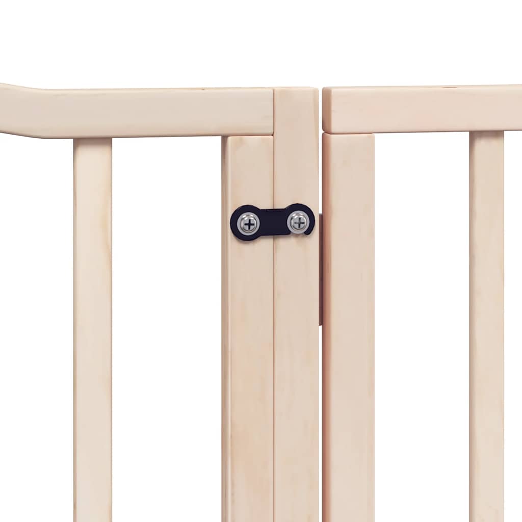 Dog Gate with Door Foldable 8 Panels 640 cm Poplar Wood