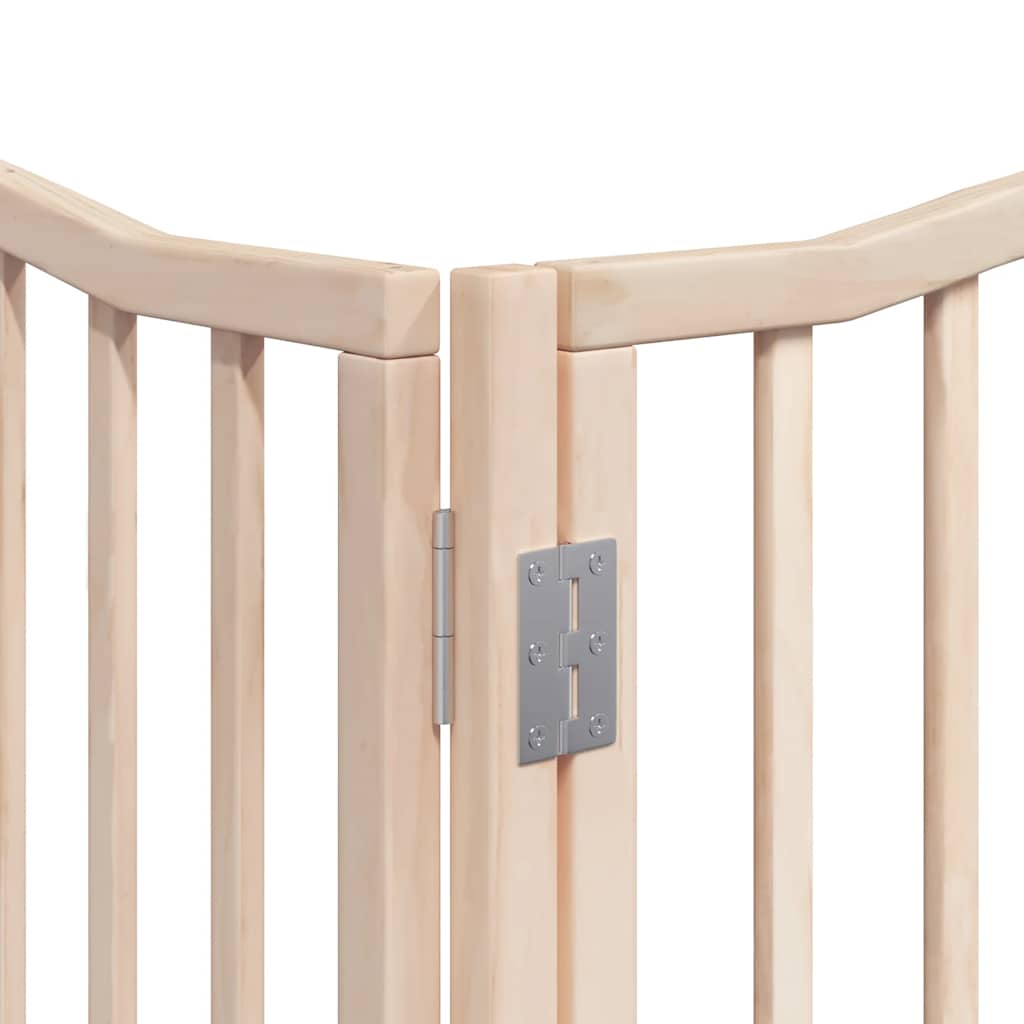 Dog Gate with Door Foldable 8 Panels 640 cm Poplar Wood