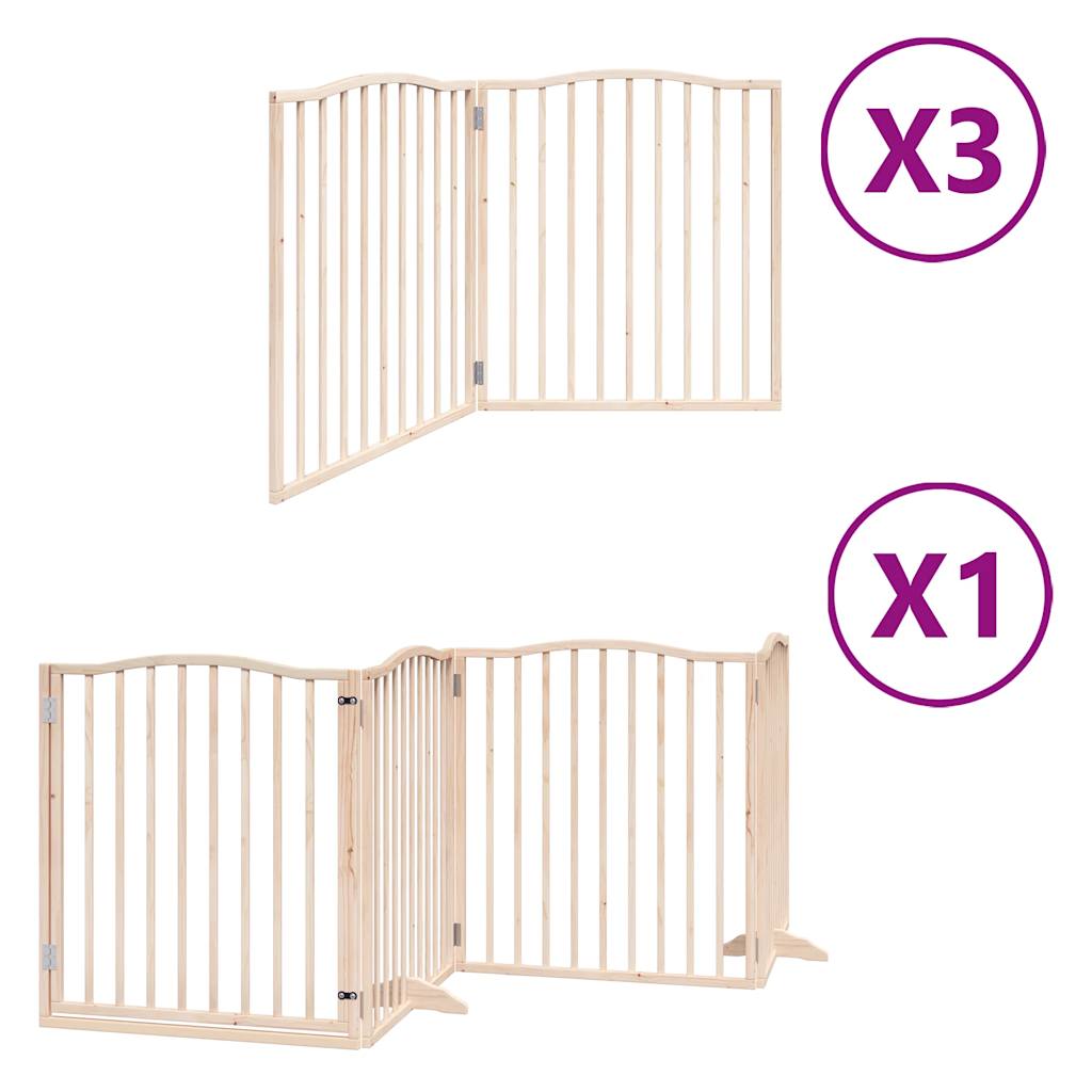 vidaXL Dog Gate with Door Foldable 10 Panels 800 cm Poplar Wood