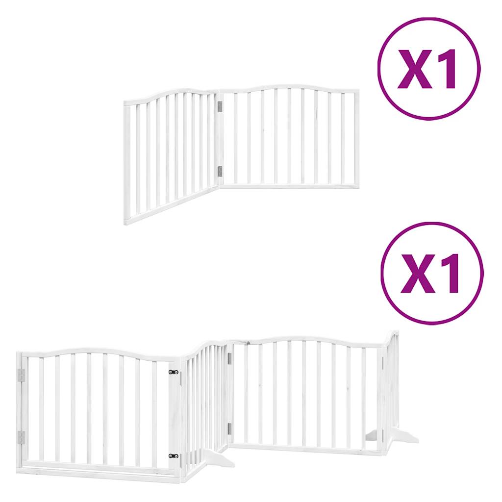 vidaXL Dog Gate with Door Foldable 6 Panels White 480 cm Poplar Wood