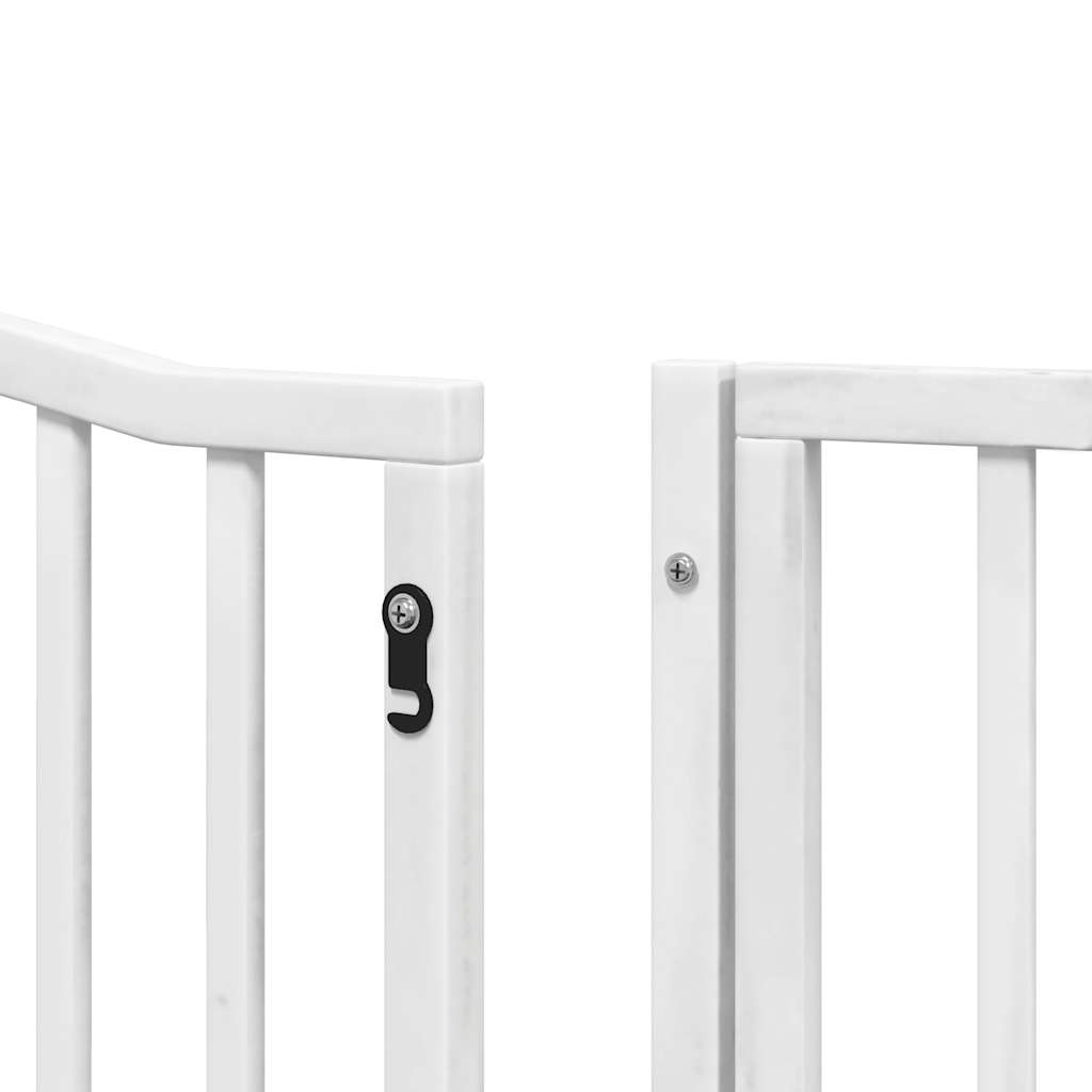 vidaXL Dog Gate with Door Foldable 8 Panels White 640 cm Poplar Wood