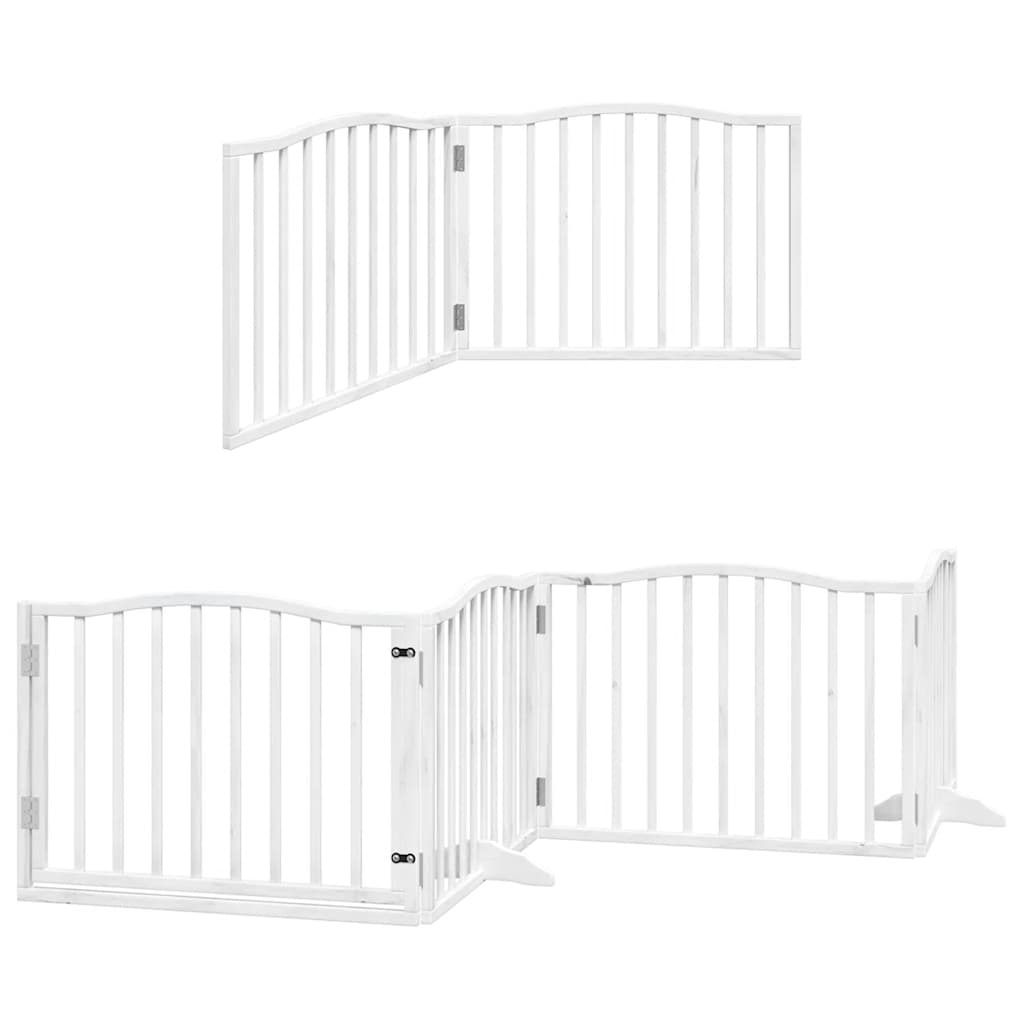 Dog Gate with Door Foldable 10 Panels White 800 cm Poplar Wood