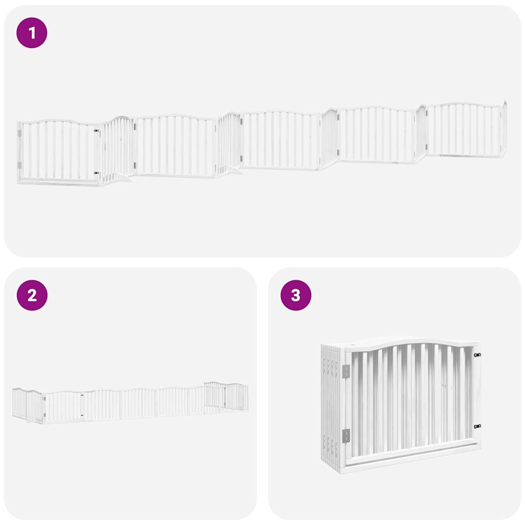 vidaXL Dog Gate with Door Foldable 10 Panels White 800 cm Poplar Wood