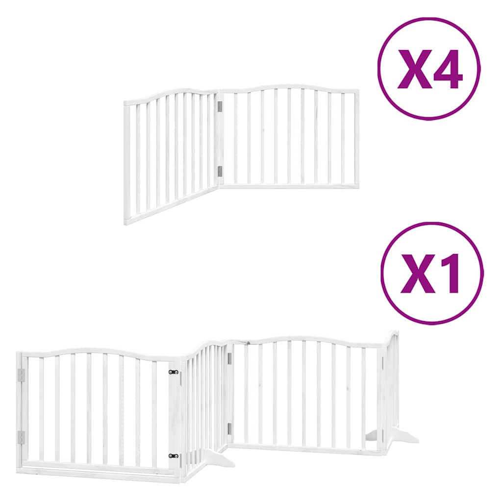 Dog Gate with Door Foldable 12 Panels White 960 cm Poplar Wood