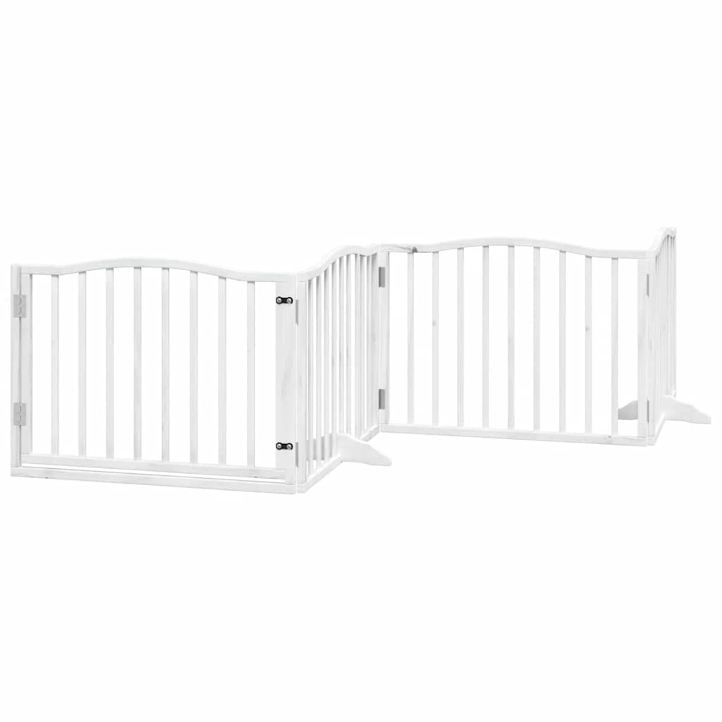 Dog Gate with Door Foldable 12 Panels White 960 cm Poplar Wood