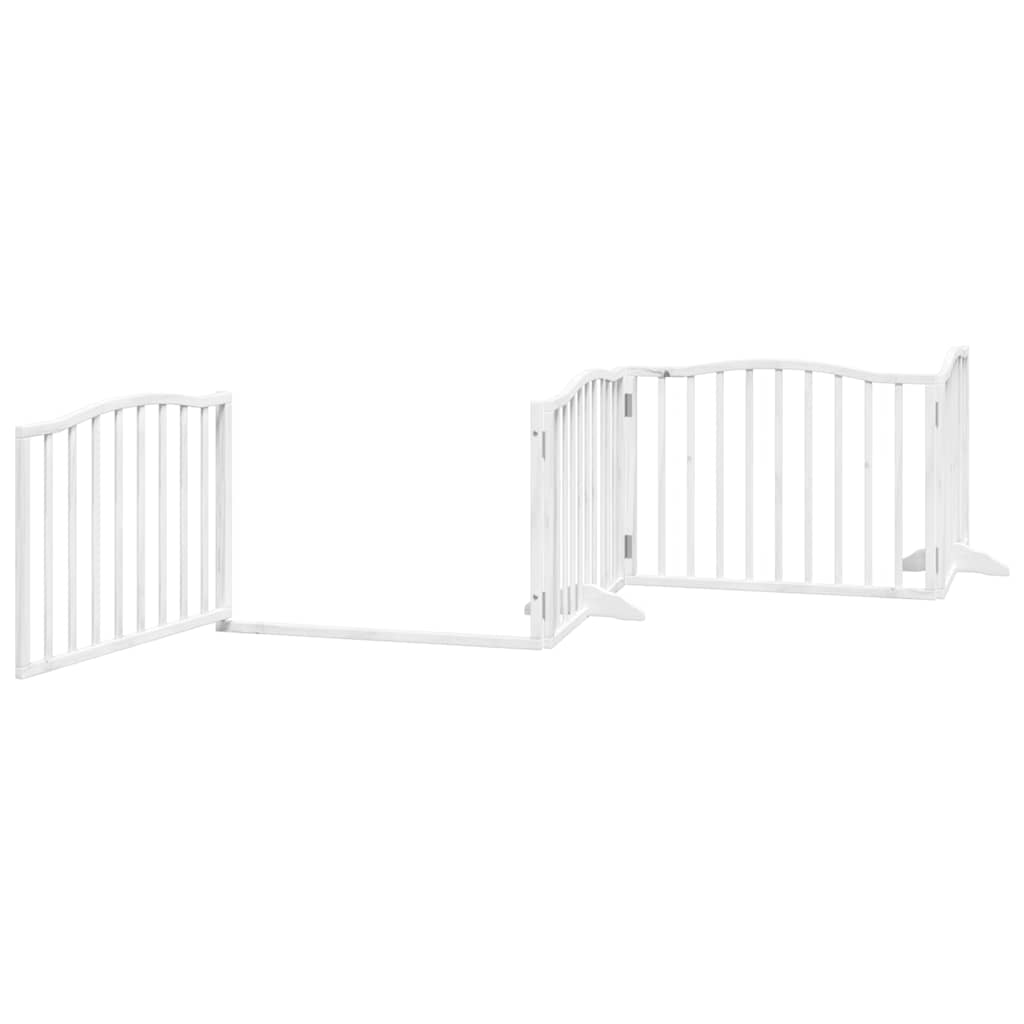 Dog Gate with Door Foldable 12 Panels White 960 cm Poplar Wood