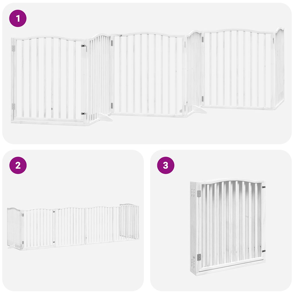 vidaXL Dog Gate with Door Foldable 6 Panels White 480 cm Poplar Wood