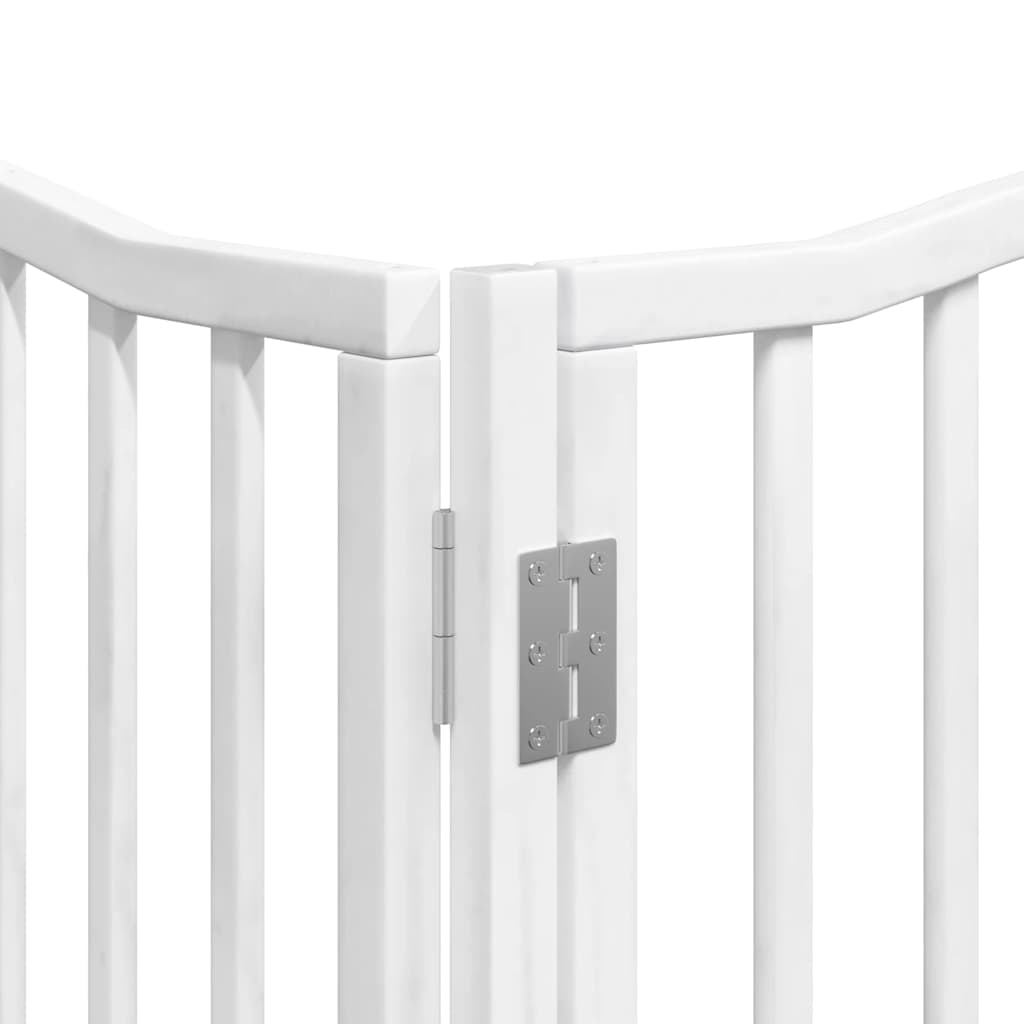 Dog Gate with Door Foldable 10 Panels White 800 cm Poplar Wood