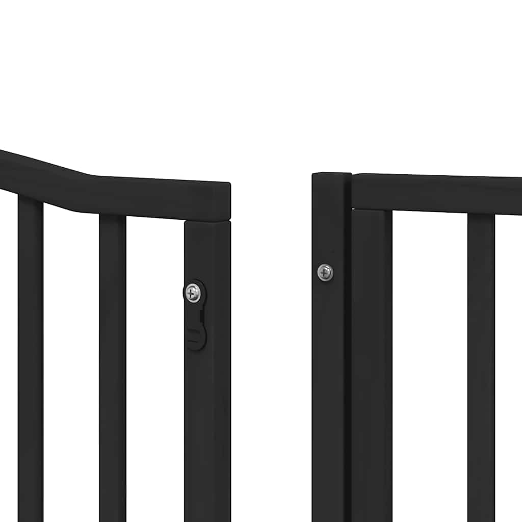 Dog Gate with Door Foldable 6 Panels Black 480 cm Poplar Wood