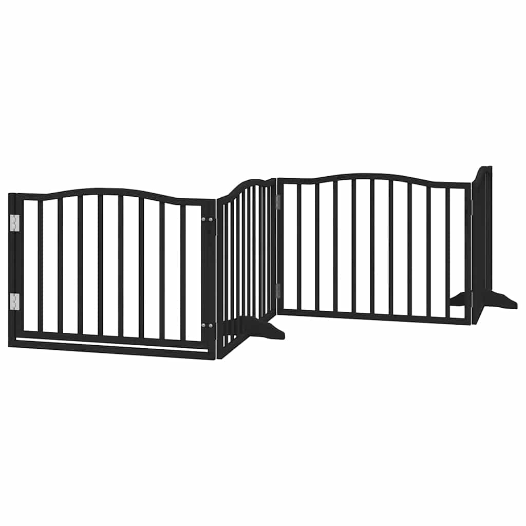 Dog Gate with Door Foldable 12 Panels Black 960 cm Poplar Wood