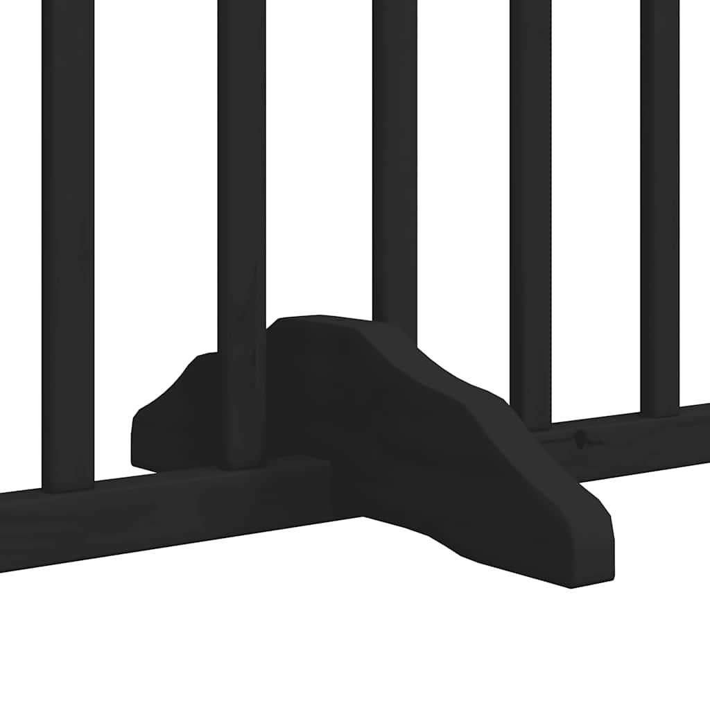 Dog Gate with Door Foldable 12 Panels Black 960 cm Poplar Wood