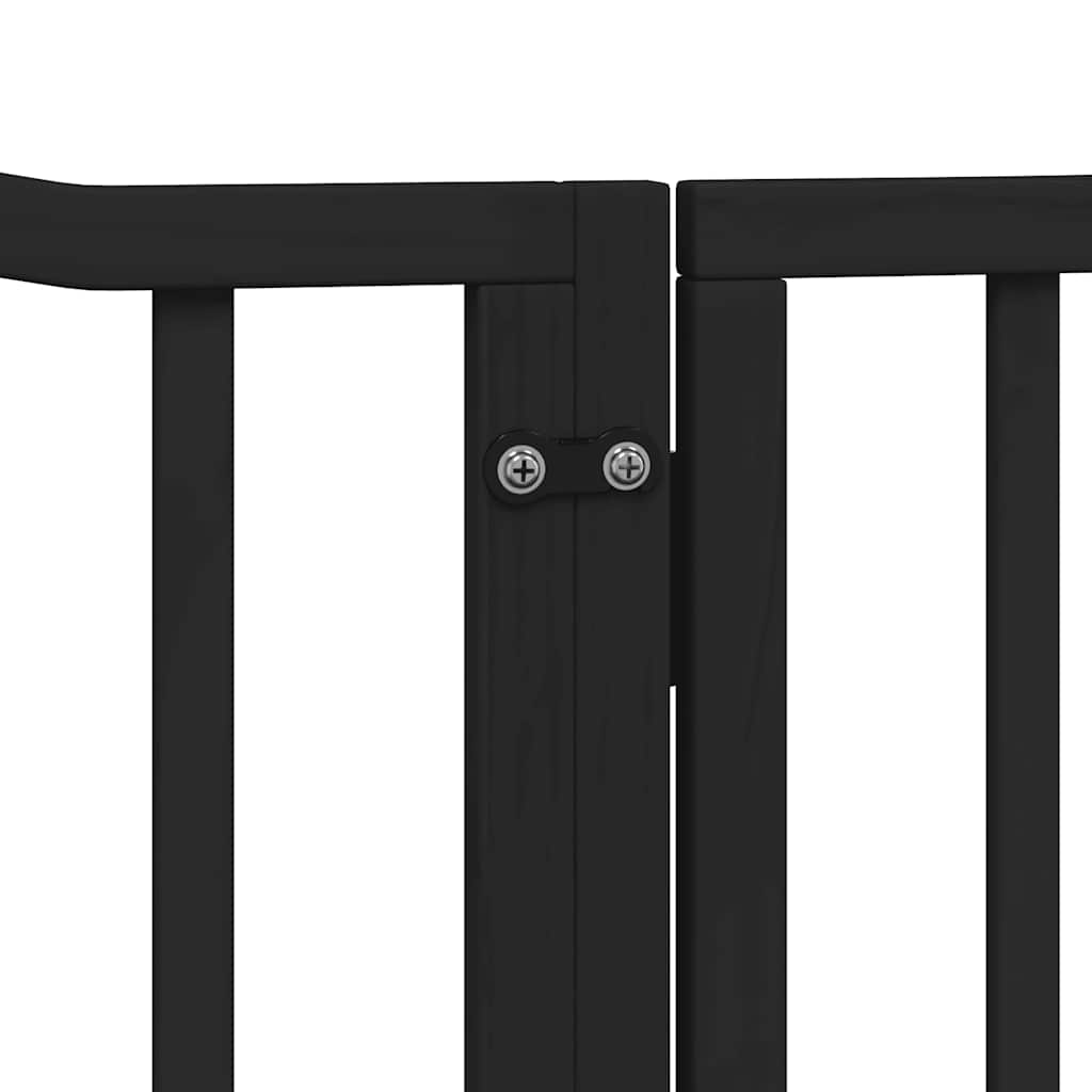 Dog Gate with Door Foldable 12 Panels Black 960 cm Poplar Wood