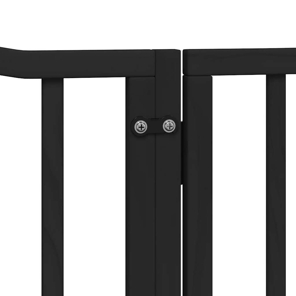 vidaXL Dog Gate with Door Foldable 6 Panels Black 480 cm Poplar Wood