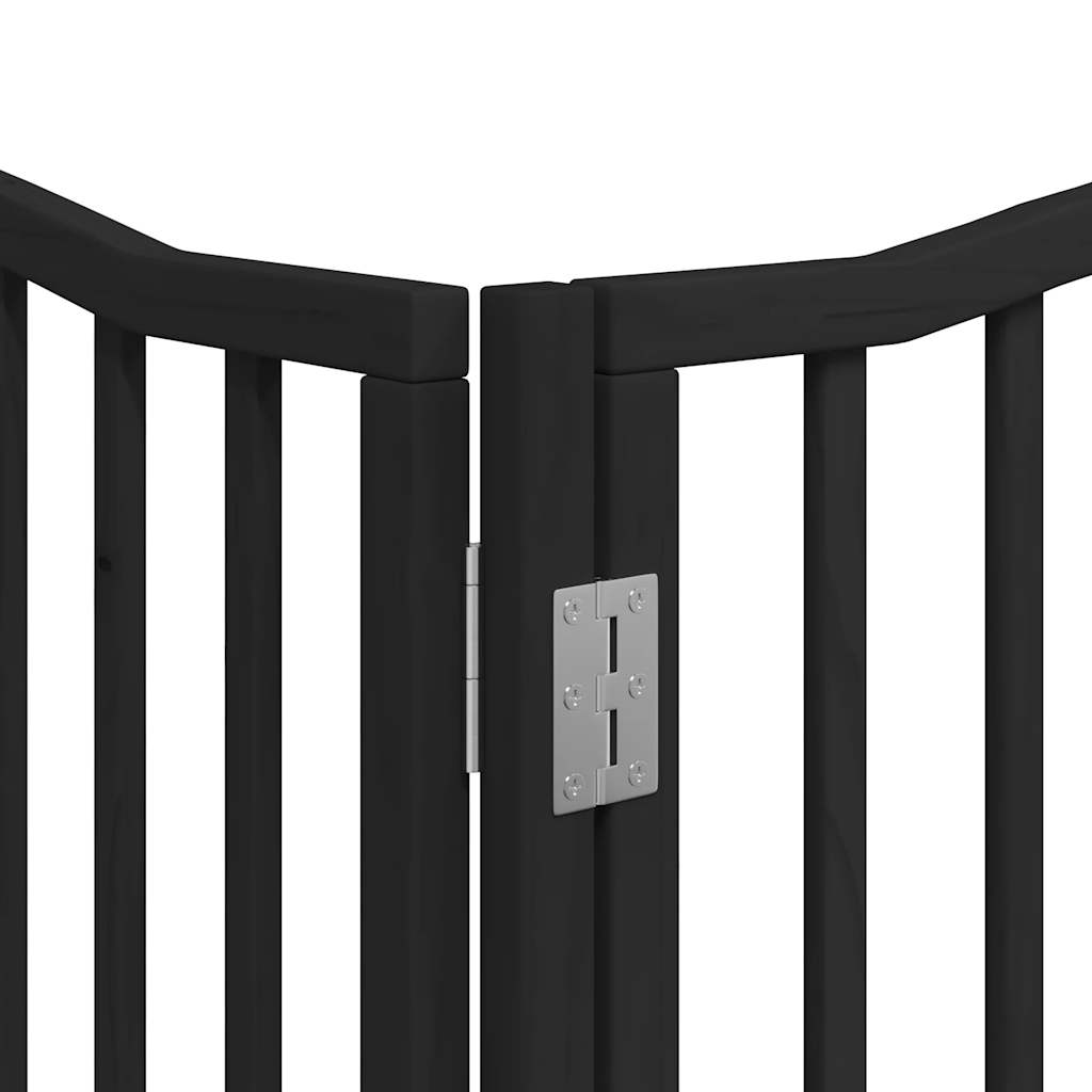 vidaXL Dog Gate with Door Foldable 6 Panels Black 480 cm Poplar Wood