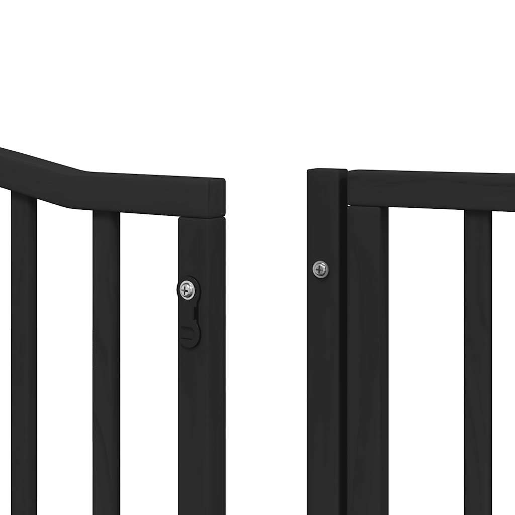 vidaXL Dog Gate with Door Foldable 6 Panels Black 480 cm Poplar Wood