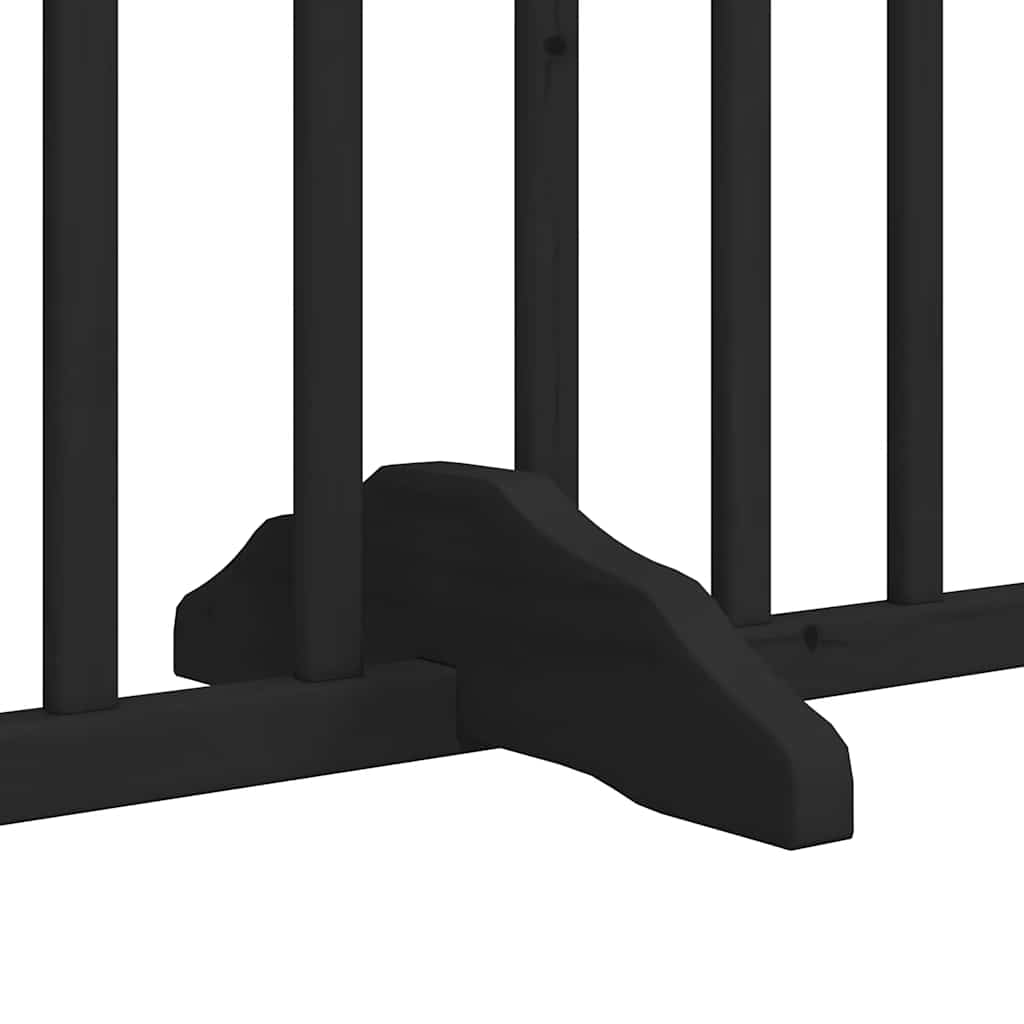 Dog Gate with Door Foldable 12 Panels Black 960 cm Poplar Wood