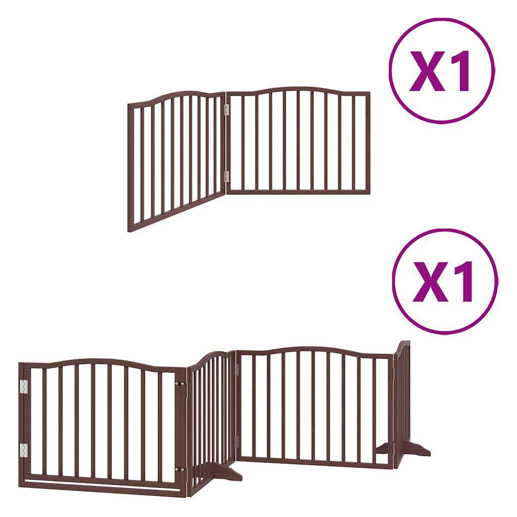 vidaXL Dog Gate with Door Foldable 6 Panels Brown 480 cm Poplar Wood