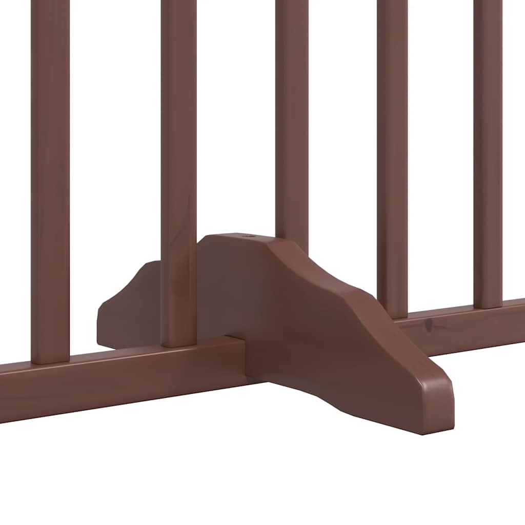 Dog Gate with Door Foldable 6 Panels Brown 480 cm Poplar Wood