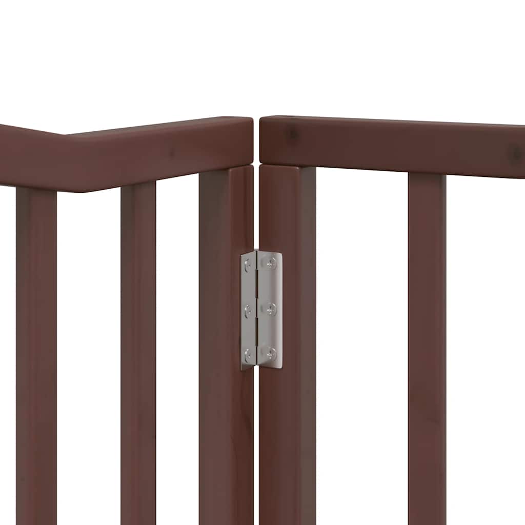 Dog Gate with Door Foldable 6 Panels Brown 480 cm Poplar Wood