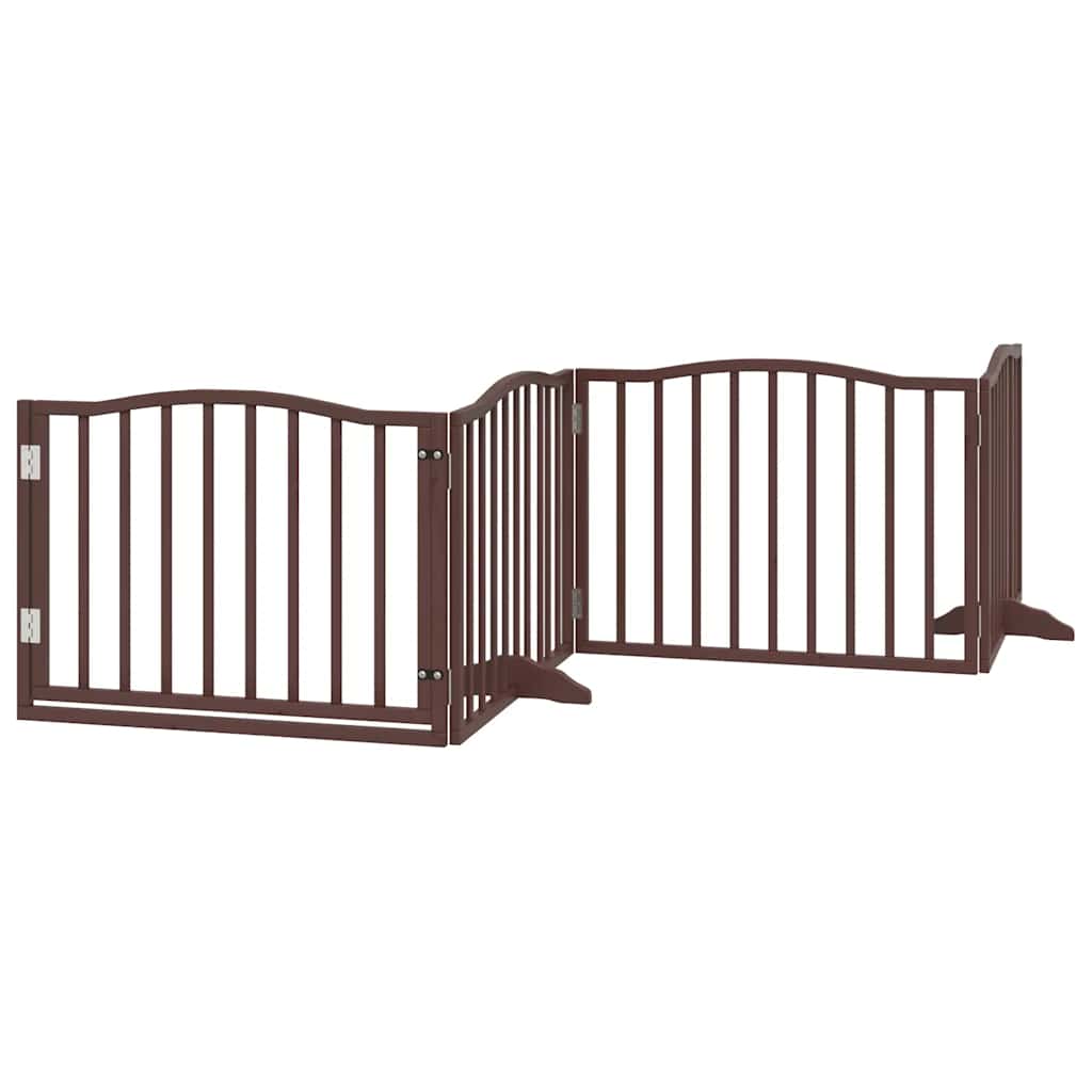 Dog Gate with Door Foldable 12 Panels Brown 960 cm Poplar Wood