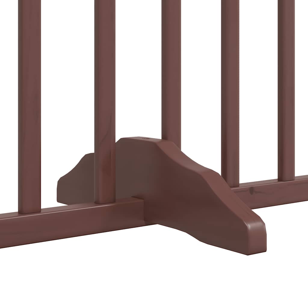 Dog Gate with Door Foldable 12 Panels Brown 960 cm Poplar Wood