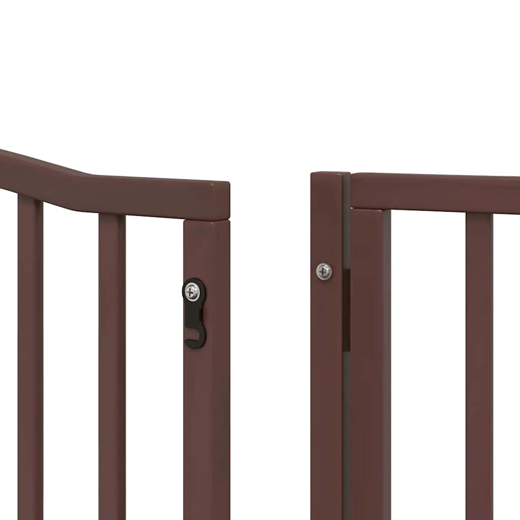 Dog Gate with Door Foldable 12 Panels Brown 960 cm Poplar Wood