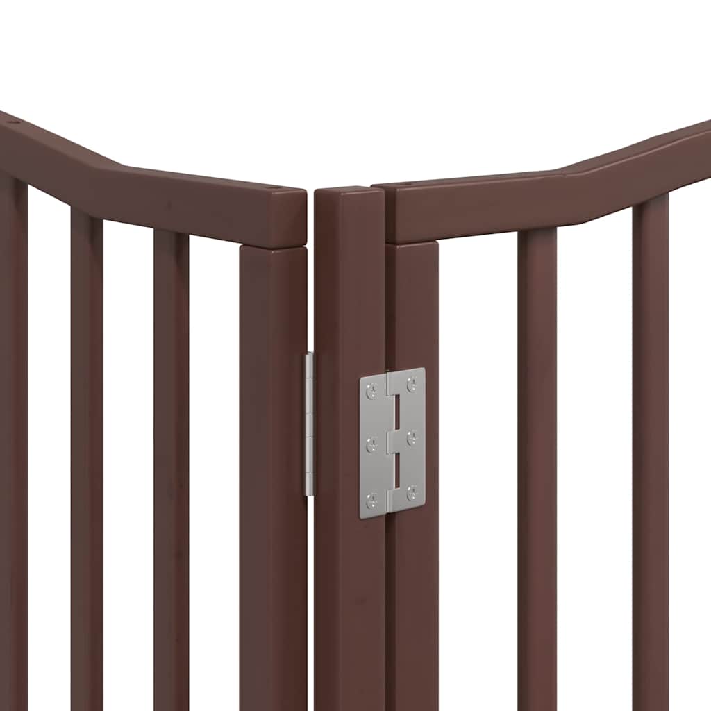Dog Gate with Door Foldable 12 Panels Brown 960 cm Poplar Wood