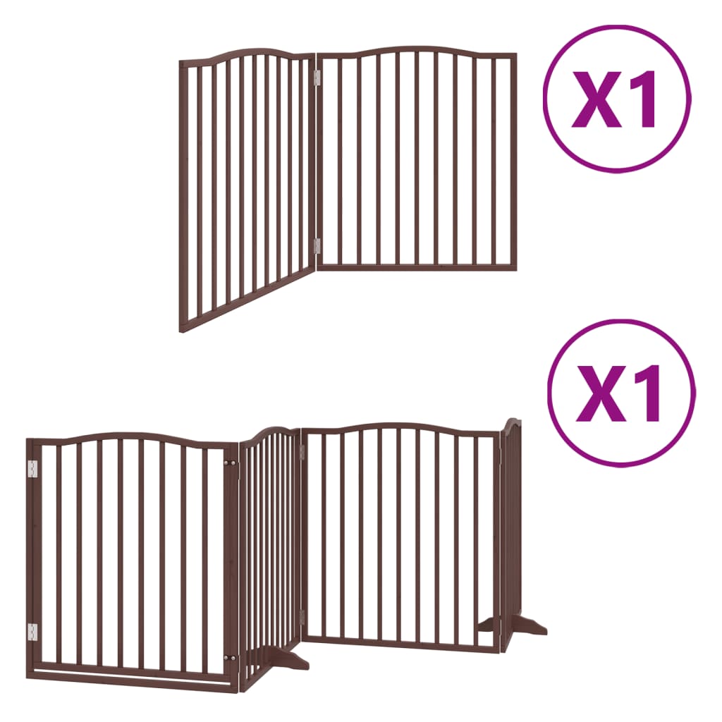 vidaXL Dog Gate with Door Foldable 6 Panels Brown 480 cm Poplar Wood