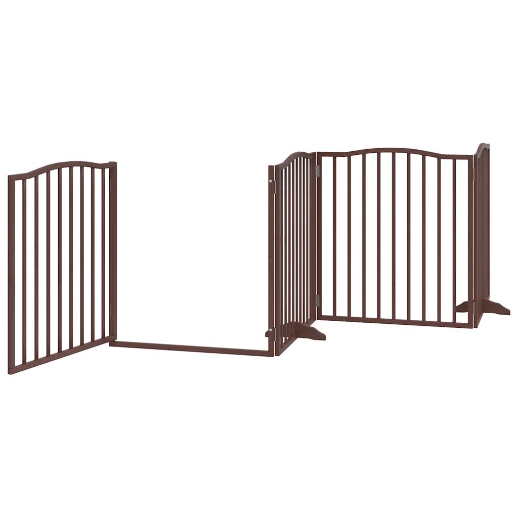 vidaXL Dog Gate with Door Foldable 6 Panels Brown 480 cm Poplar Wood