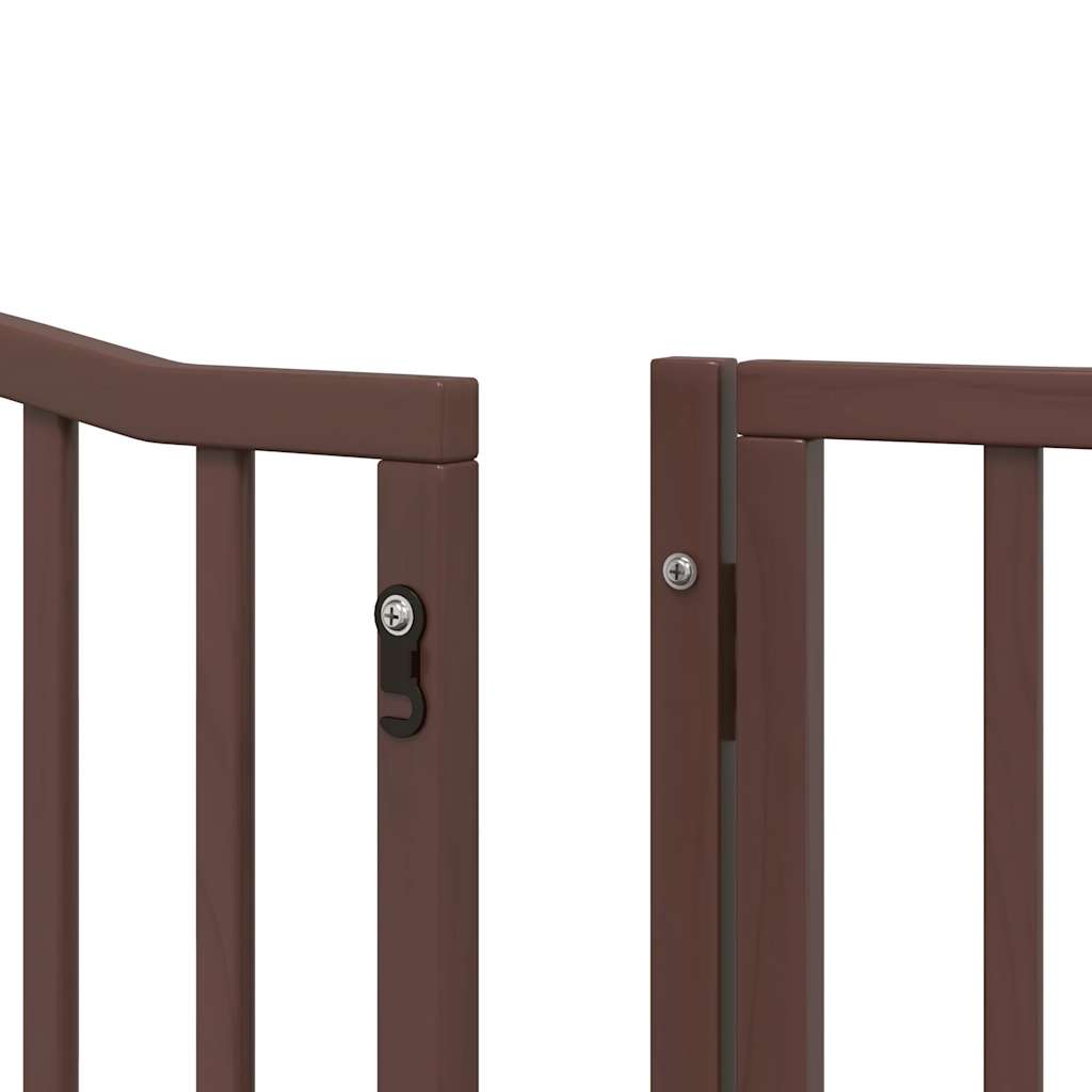 vidaXL Dog Gate with Door Foldable 6 Panels Brown 480 cm Poplar Wood