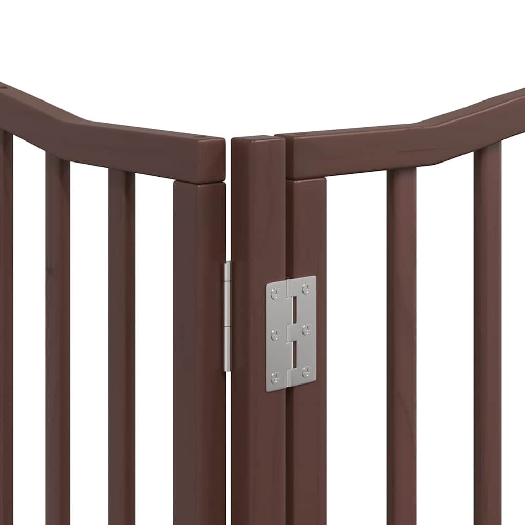 Dog Gate with Door Foldable 6 Panels Brown 480 cm Poplar Wood