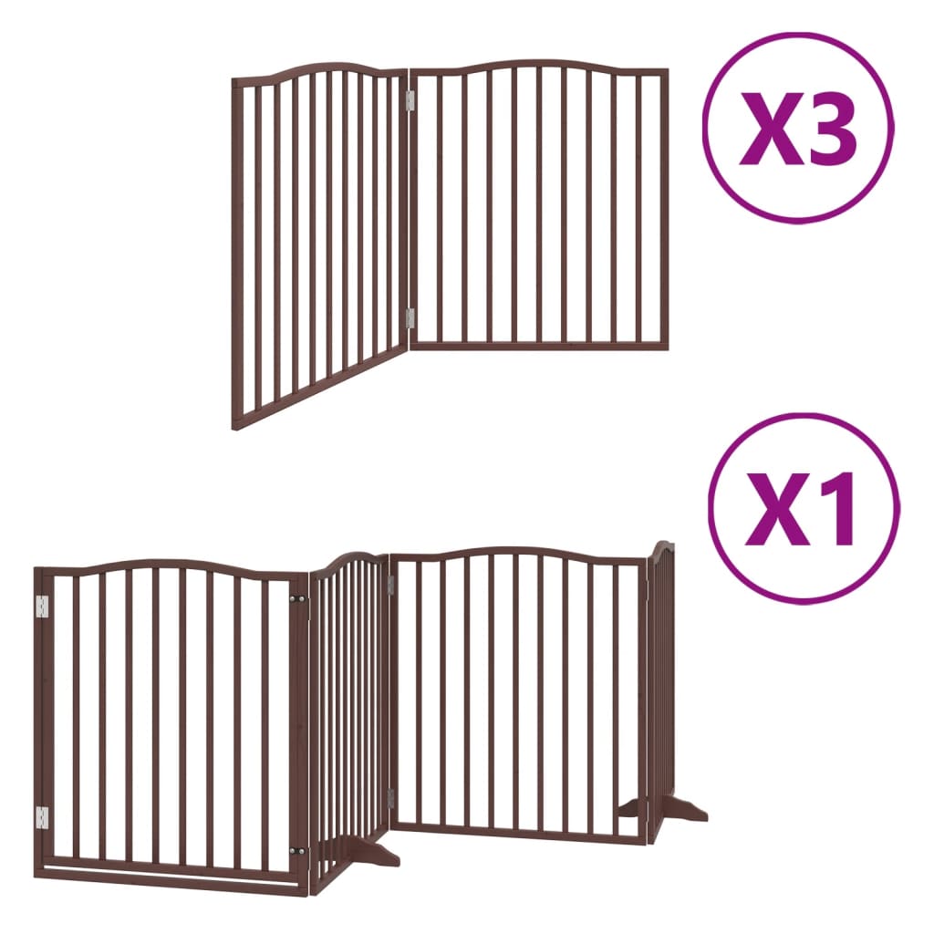 vidaXL Dog Gate with Door Foldable 10 Panels Brown 800 cm Poplar Wood