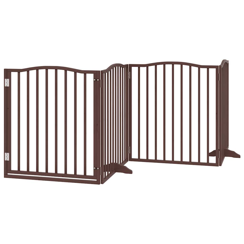 vidaXL Dog Gate with Door Foldable 10 Panels Brown 800 cm Poplar Wood