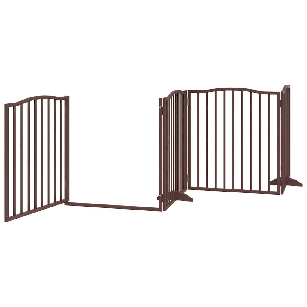 vidaXL Dog Gate with Door Foldable 10 Panels Brown 800 cm Poplar Wood